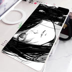 Black and White Anime Girl Table Mat Large Mouse Pad Office Keyboard Edge Locking Desk Mat Gaming Accessories Non-slip Mousepad