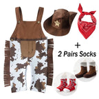 Baby Boy Clothes cowboy Costume Infant Toddler Cowboy Set 3Pcs Hat Scarf Romper  Birthday Holiday Cosplay Outfits