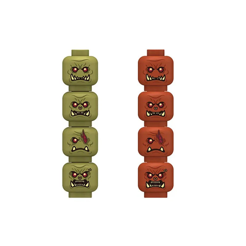 MOC City Halloween Expression Accessories Building Blocks Face Injured Head Terror Scene Ghost Skeleton Bricks Friends Toys Gift