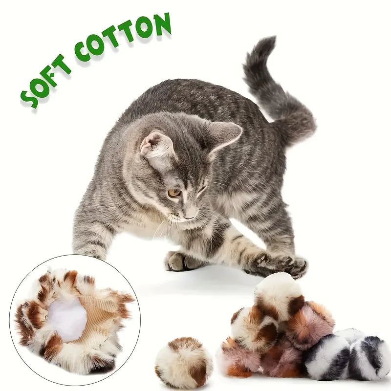 3PCS Leopard Plush Cat Toy Balls for Interactive Indoor Play