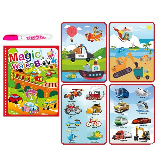 Magic Water Drawing Book with Reusable Coloring Pen for Kids Fun