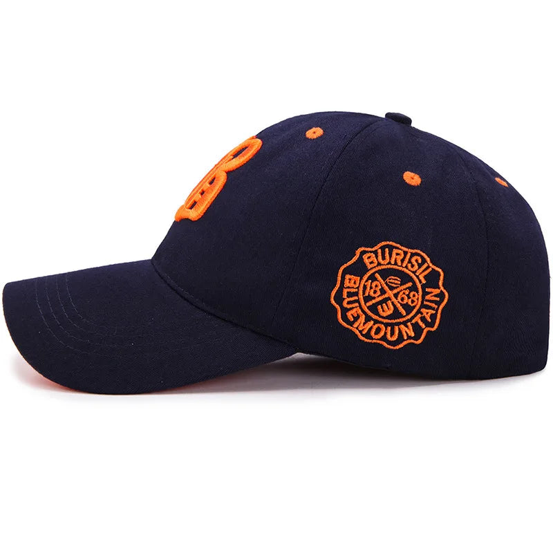 Embroidered Cotton Snapback Baseball Cap for Casual Outdoor Style