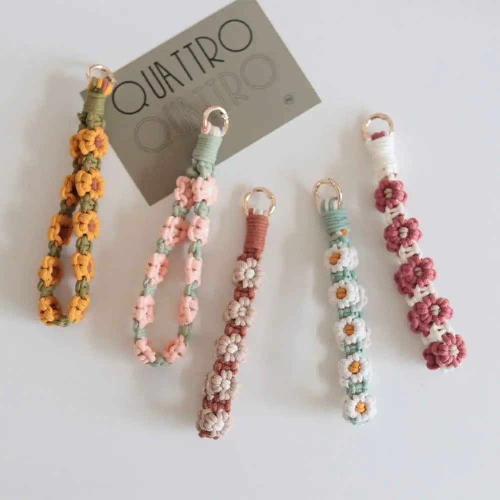 Korean Style Boho Macrame Phone Wristlet Keychain Strap