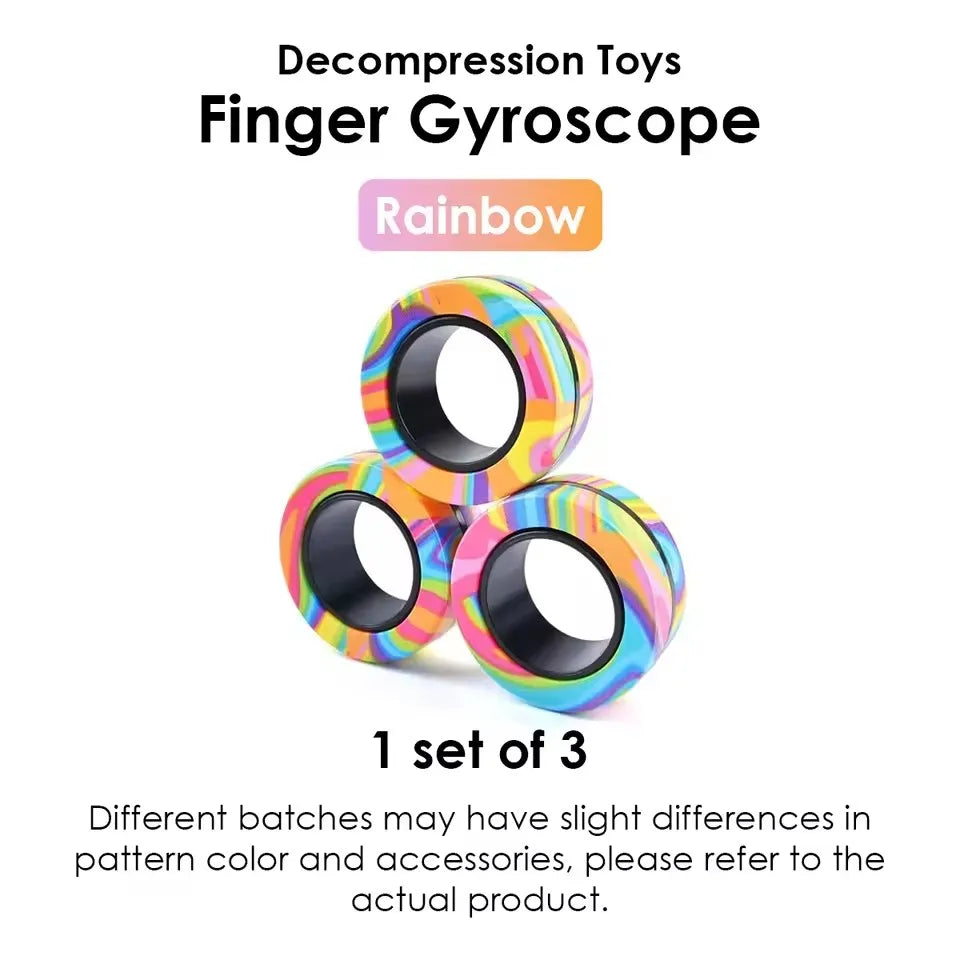 Magnetic Fidget Rings 3PCS – Sensory Spinner Stress Relief Toy