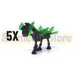5PCS MOC Halloween Skeleton Army Mini Doll Ghost Building Block DIY Assembly Character Doll Horse Ornaments Figure Gift for Kids