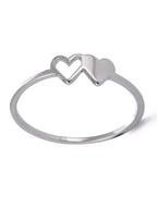 COOLTIME Initial Letter Ring for Women Stainless Steel A-Z Alphabet Double Heart Rings Simple Wedding Cheap Gift For Lover