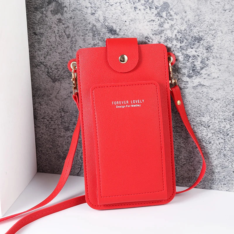 2024 new solid color fashion simple shoulder bag slung mobile phone bag women's driver's license card wallet