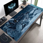 Large Mouse Pad Tactical Soldier Design Non-Slip XXL Desk Pad Gaming Accessories Stitched Edges for Home and Game for FPS Gamer