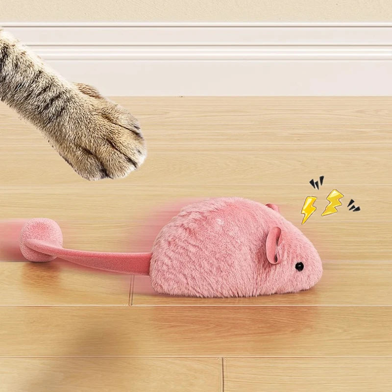 Interactive Luminous Plush Mouse Cat Toy for Indoor Hunting Play