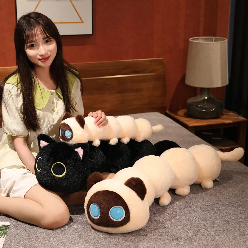 Long Cat Caterpillar Plush Toy – Soft Stuffed Pillow Cushion