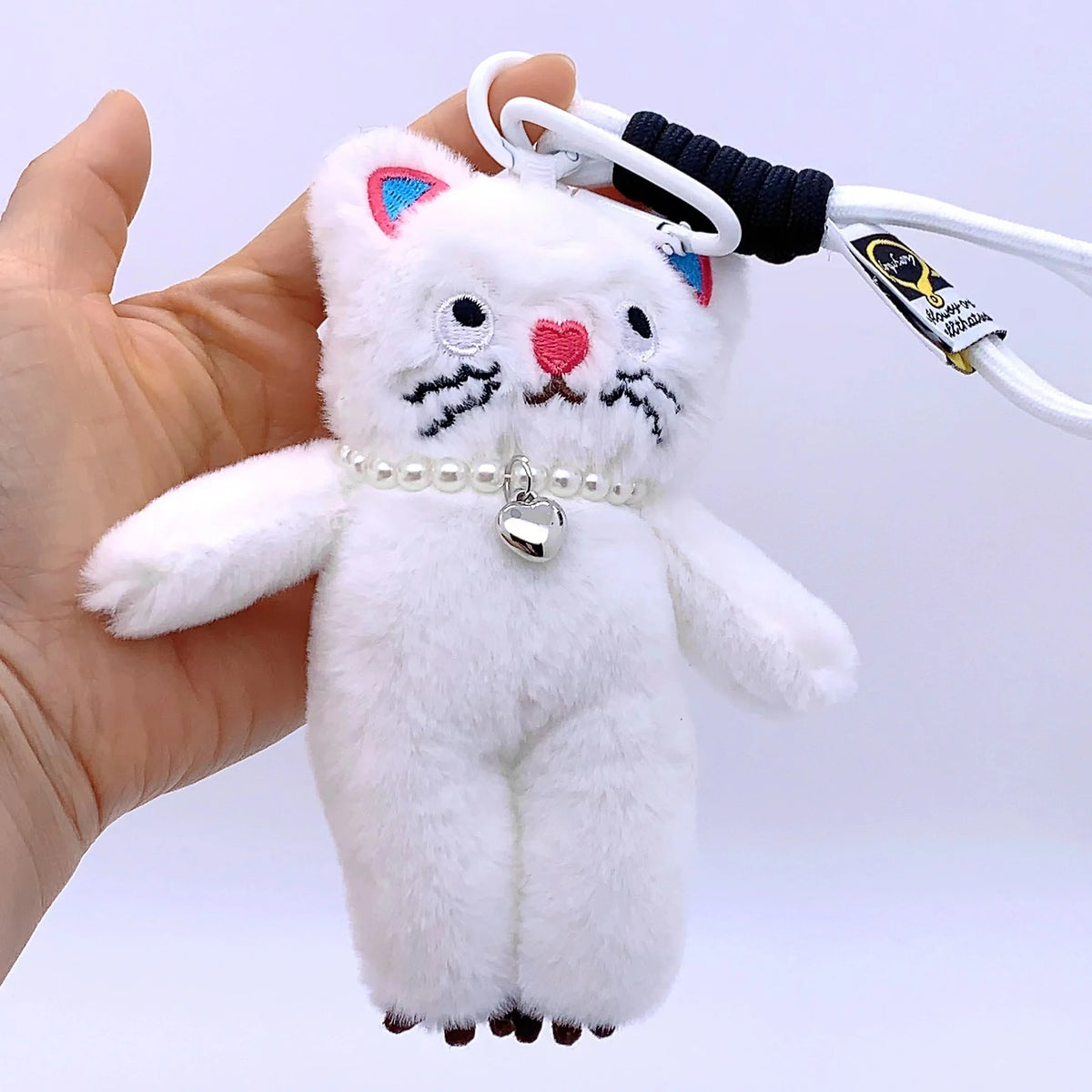 Kawaii Pink Cat Plush Keychain Cute Bag Charm for Girls Gift