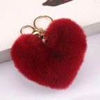 Heart Plush Pom Pom Keychain Fashion Bag Charm