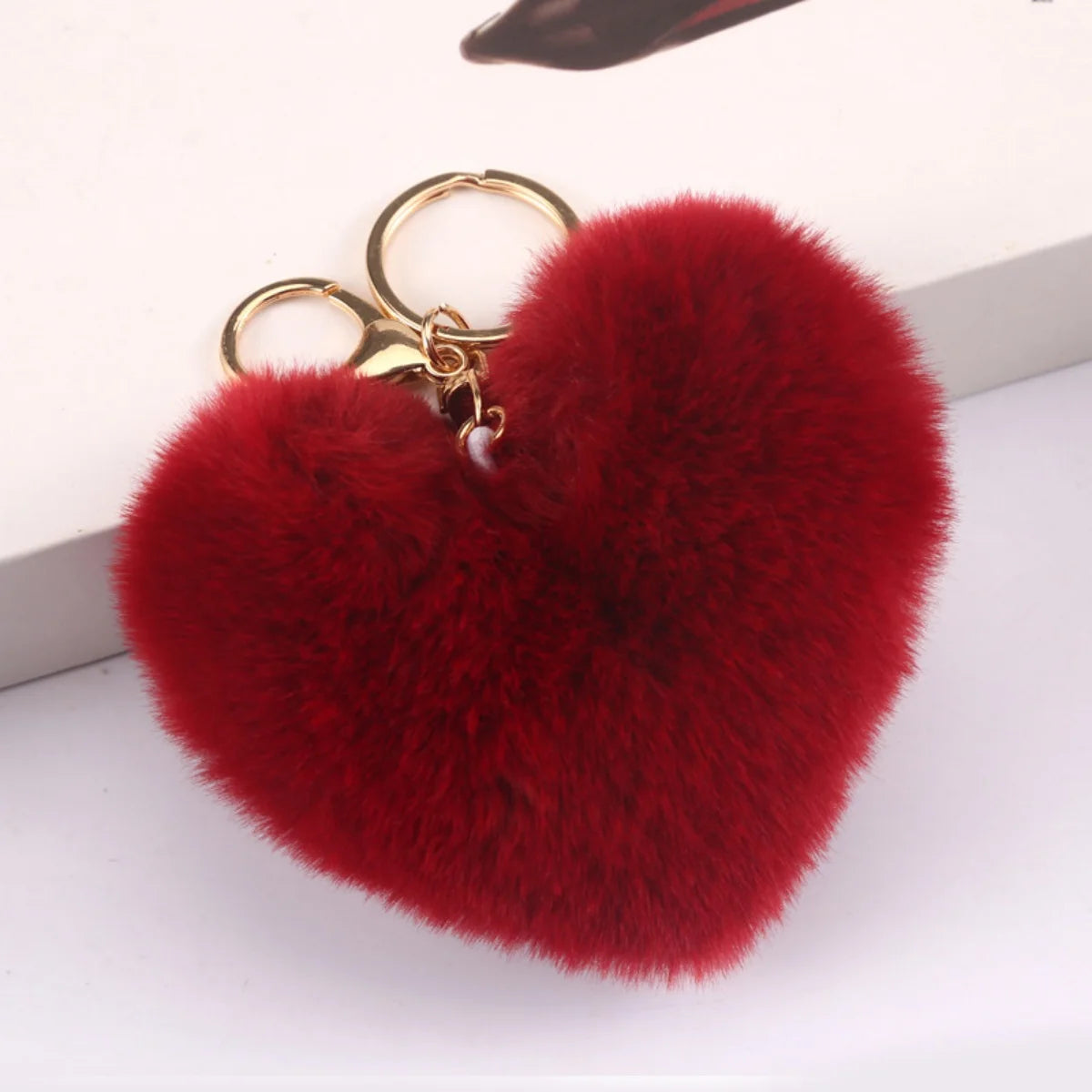 Heart Plush Pom Pom Keychain Fashion Bag Charm