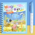 Magic Water Drawing Book with Reusable Coloring Pen for Kids Fun