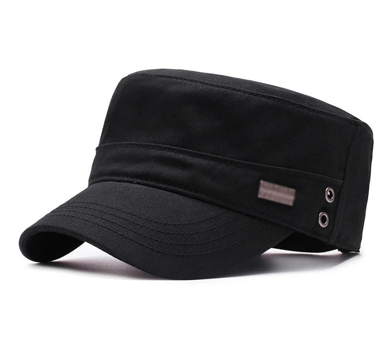 Four Seasons Flat Top Hat Men'S Simple Cotton Peaked Hat Fashion Baseball Cap Casual Cap, Commuter Sunshade Hat