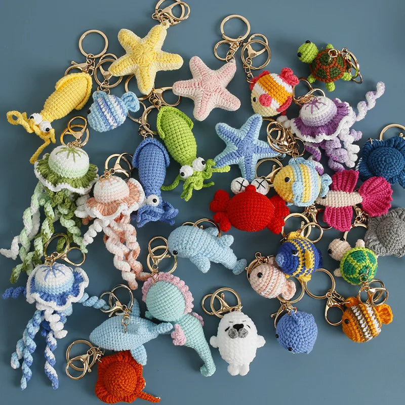 Ocean Animal Crochet Keychain Tropical Fish Bag Charm