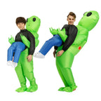 Kids Adult Green ET Alien Inflatable Costume Anime Suits Dress Mascot Halloween Party Cosplay Costumes for Man Woman Boys Girls