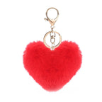 Heart Plush Pompom Keychain Leopard Print Bag Charm