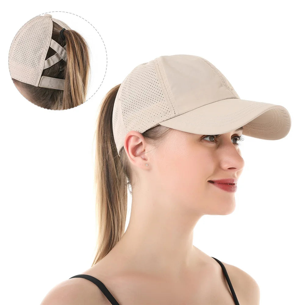 Women's Quick Dry Mesh Ponytail Baseball Cap for Outdoor Style