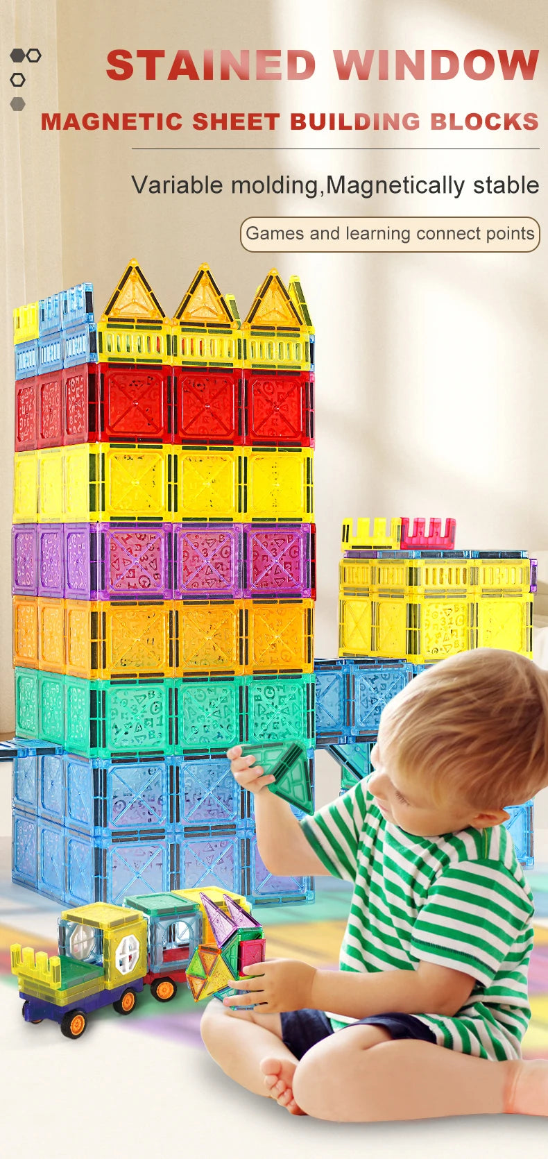 Magnetic Tiles STEM Building Blocks Educational Toy for Kids