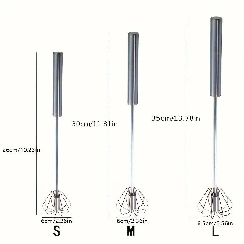 Stainless Steel Semi Automatic Egg Beater – Manual Push Whisk Mixer