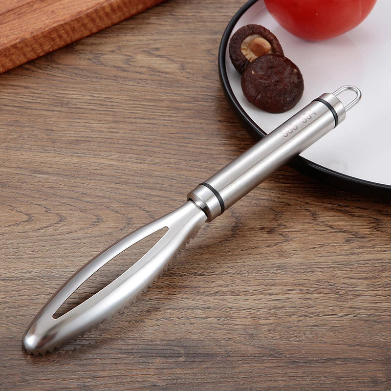 Stainless Steel Fish Scale Remover with Scraper and Bone Tweezers