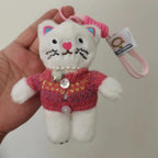 Kawaii Pink Cat Plush Keychain Cute Bag Charm for Girls Gift