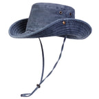 Men's Washed Wide Brim Bucket Hat for Outdoor Sun Protection