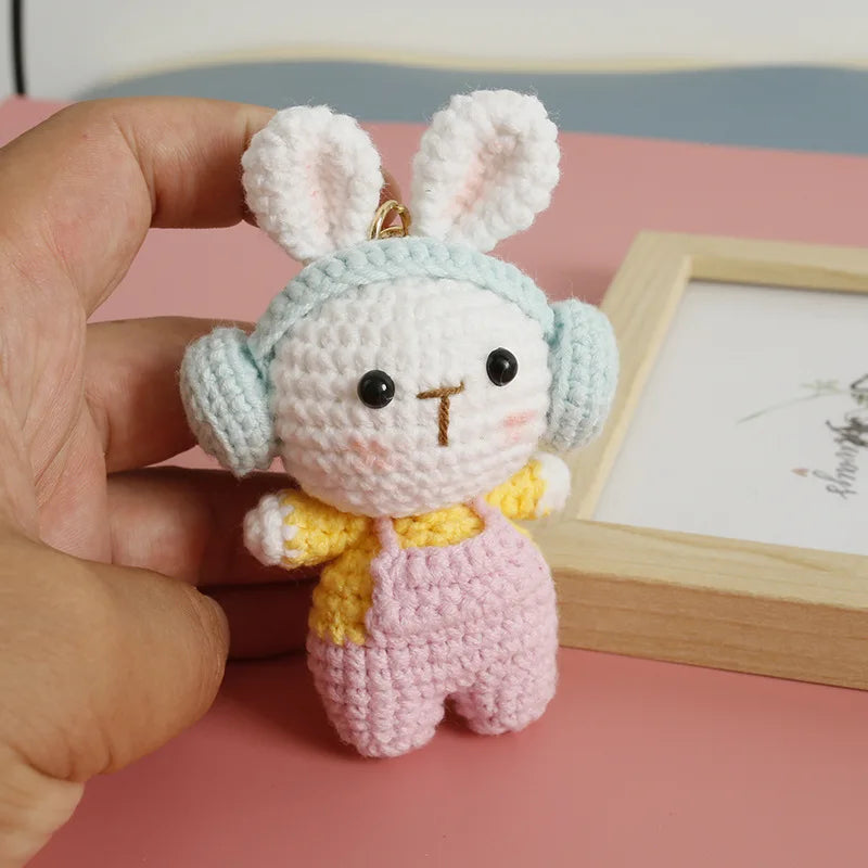 Cute Mushroom Rabbit Crochet Keychain Bunny Bag Charm