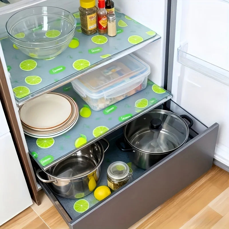 4PCS EVA Refrigerator Pad Waterproof Anti-oil Can Be Cut Washed Kitchen Placemat Drawer Shoe Cabinet Shelves Fridge Pad Home