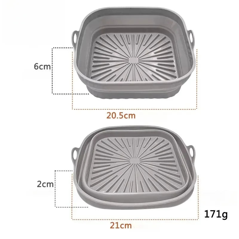 Foldable Air Fryer Silicone Liner Reusable Air Fryer Silicone Baking Tray Food Grade Silicone Air Fryer Mat