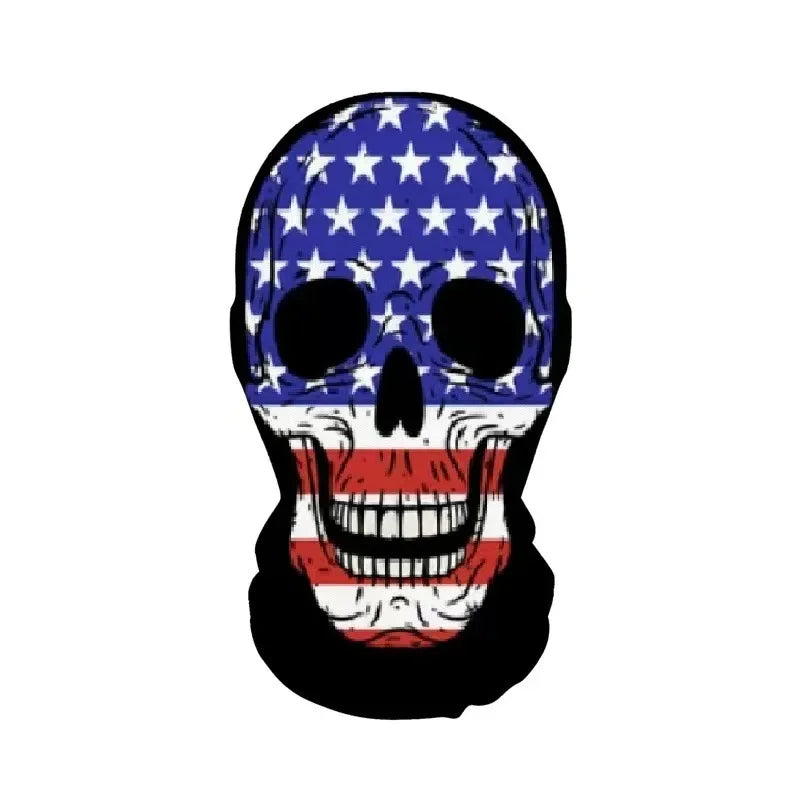 Halloween Skeleton Mask Elastic Mesh Hood Scary Party Cosplay Prop Breathable Face Cover Hood