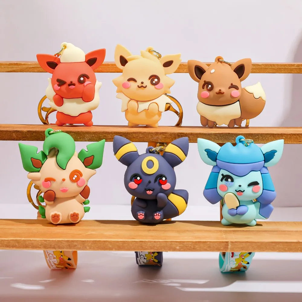Eevee Plush Keychain Eeveelutions Bag Charm for Pokemon Fans