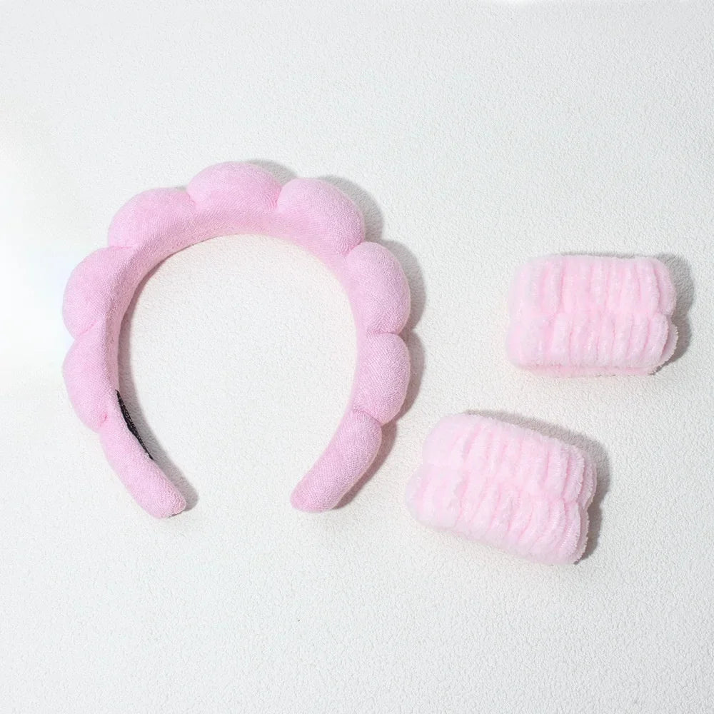 3PCS Spa Bubble Headband & Wristbands Skincare Set
