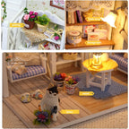 Kitten Mini Doll House 3D Wooden Puzzle DIY Miniature Building Kit