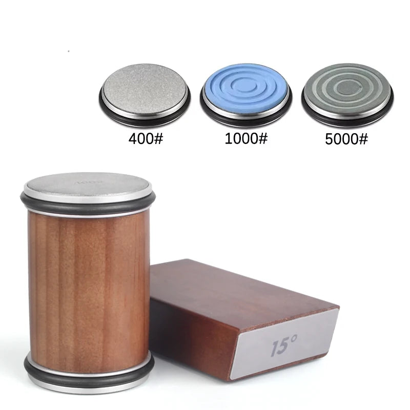 Rolling Knife Sharpener Kit – Magnetic Diamond Sharpening Stone with 15° & 20° Angle Guide