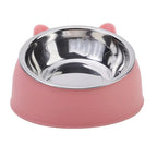 Stainless Steel Cat Bowl with Non Slip Base Cute Cat Ear Design Elevated Pet Food Water Bowl for Dog Kitten Puppy Safe Durable