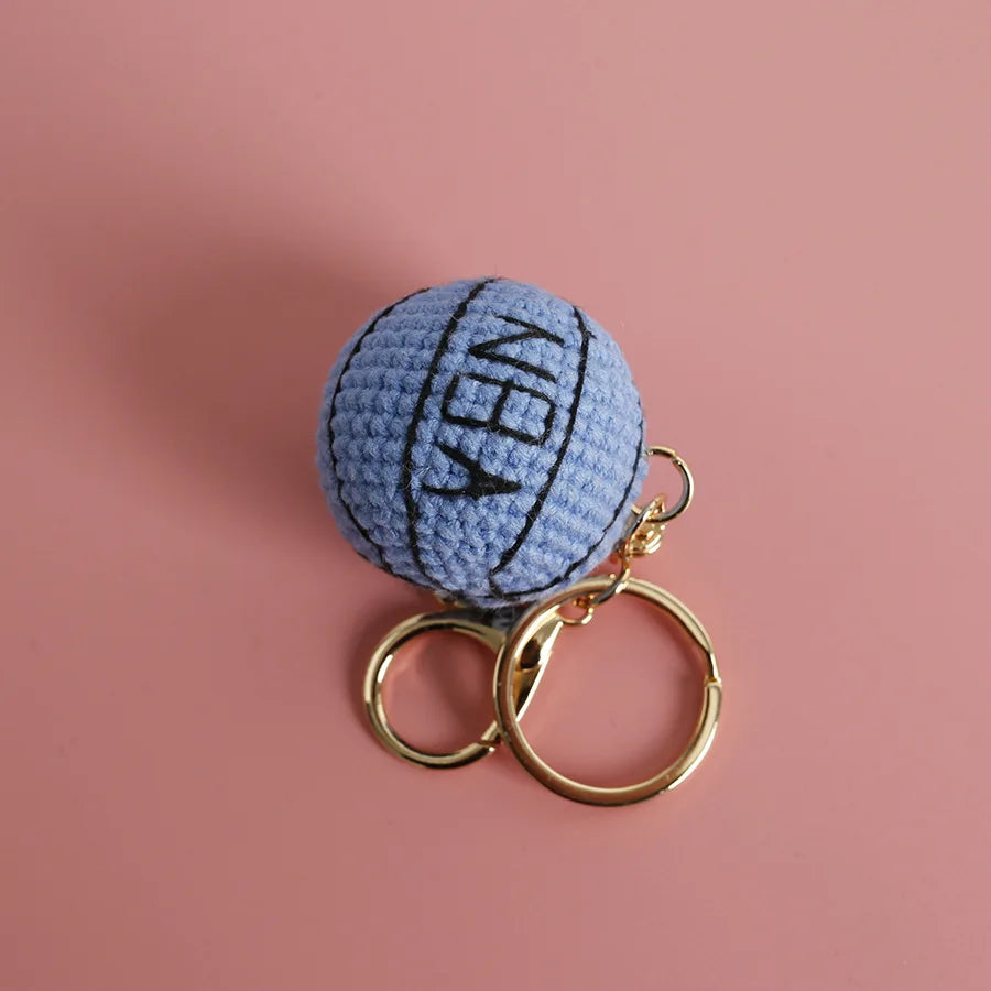 Crochet Sports Ball Keychain Soccer Basketball Bag Charm