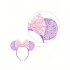 Cartoon Sequin Mouse Ears Headband with Bow