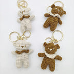 Cute Bear Couple Crochet Keychain Set Mini Animal Doll Charm