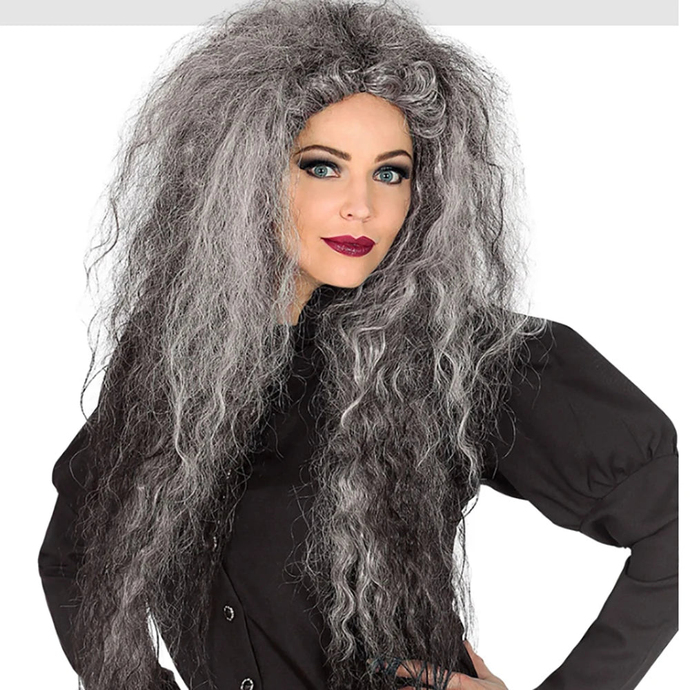 Synthetic Hair Grey Wild Witch Wig – Witch Hair for Halloween Cosplay Costume Parties Role Play and Fantasy Events
