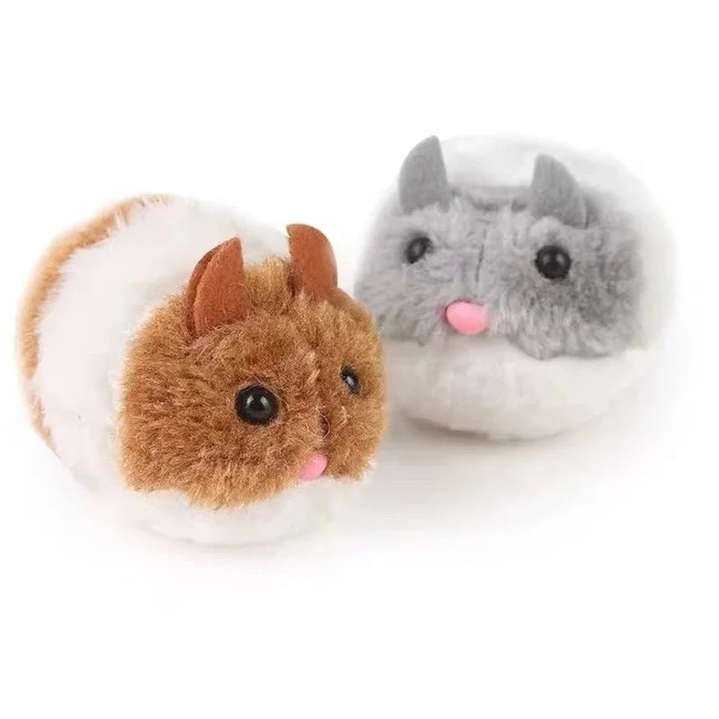 New Simulation Mechanical Mouse Toy Will Turn Around Run Away Plush Hamster Pet Kitten Safety Plush Mouse Interactive Toy Gift