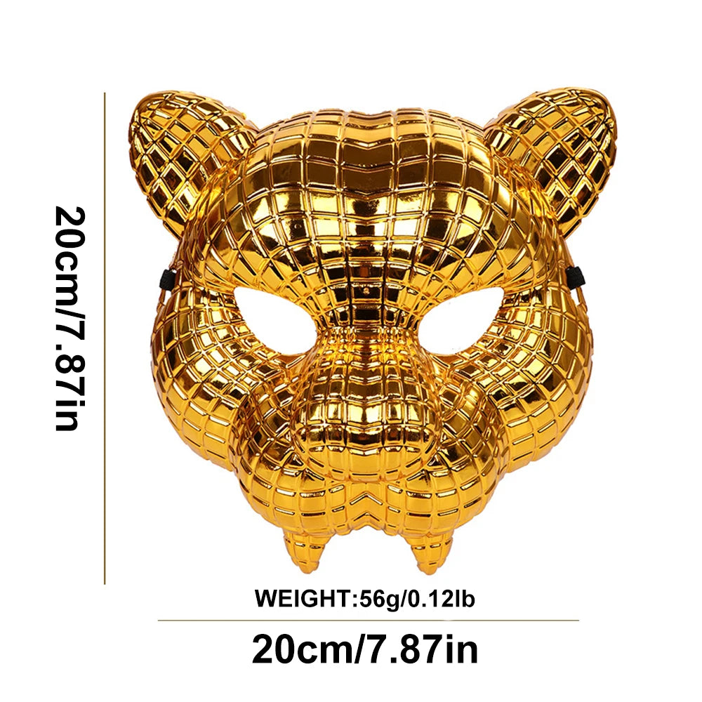 1-5pcs Halloween Animal Cosplay Lion Tiger Leopard Stage Show Prop Mask Golden Leopard Mask Costume Accessories Party Supplies