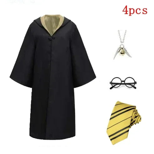 Harri Potters Adult&Children Cosplay Costume Gryffindors Shirt Gown Cloak Tie Scarf Wand Slytherin Skirt Halloween Hermione Gift