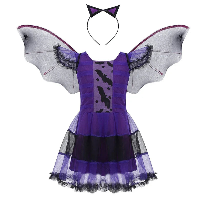 Girls Vampire Costume Gothic Tutu Dress – Halloween Fantasy Outfit