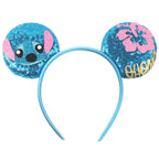 HEROCROSS Cute Stitch Headbands For Girls Sequins Bow Hairband Women Angel Headwear Kids Ears Hair Accessories Carnival Gift