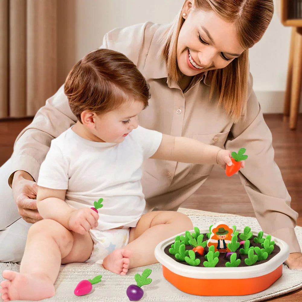 Montessori Pull Radish Carrot Harvest Matching Toy for Kids Fun