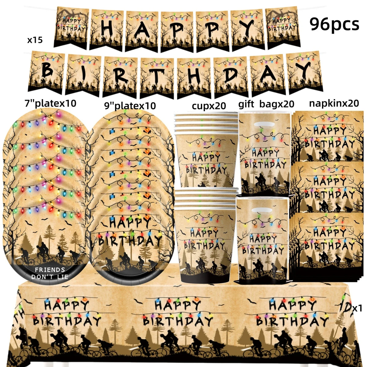 Horror Movie Stranger Theme Birthday Party Decoration Tableware Tablecloth Cup Plate Napkin Baby Shower Party Favors Supplies