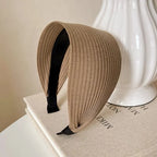 Wide Knitted Cotton Headband with Teeth for Women