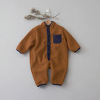 MILANCEL Spring Autumn Newborn Baby Romper Infant Warm Lamb Fleece Patchwork Jumpsuit Toddler Outwear
